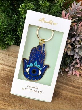 IdleWild Anthropologie Chakra Yoga Hamsa Evil Eye Keychain Enamel & Brass